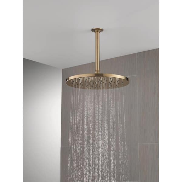 Gold 1-Spray Patterns 1.75 GPM 11.75 in. Wall Mount Fixed Shower Head in Lumicoat Champagne Bronze