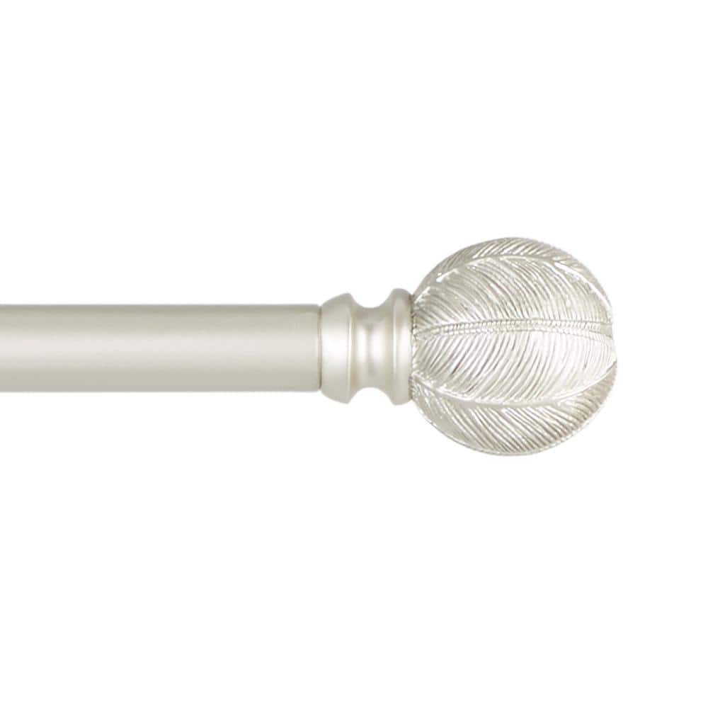 Matte Nickel Adjustable Iron Curtain Rod with Leaf Finials