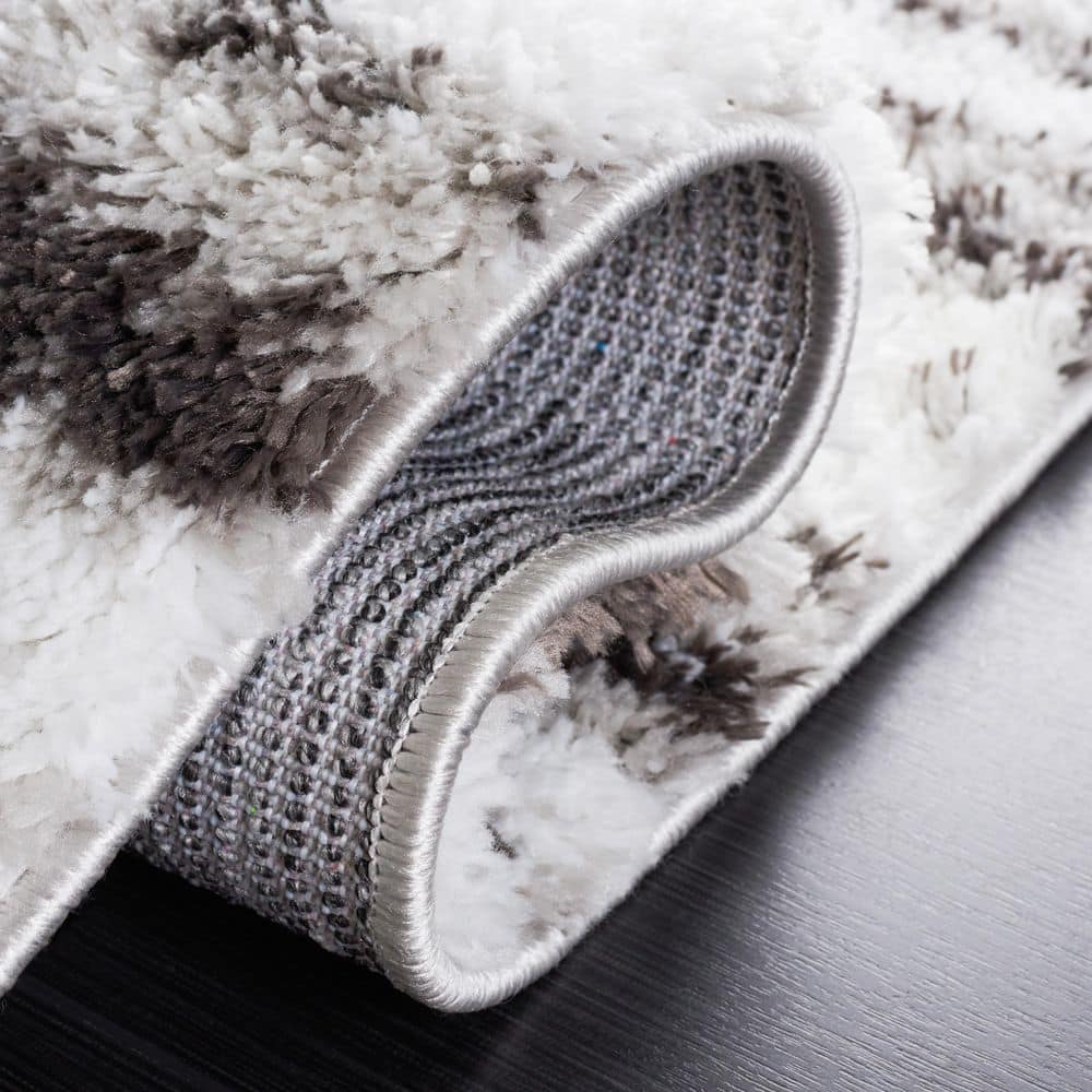 Soft Hues Berber-Inspired Square Shag Area Rug - 7' x 7', Light Grey/Dark Grey