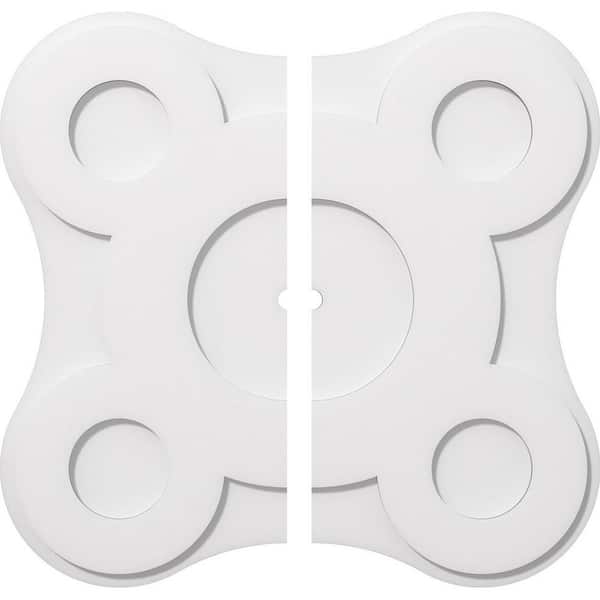 Ekena Millwork 1 in. P X 9-3/4 in. C X 28 in. OD X 1 in. ID Luna Architectural Grade PVC Contemporary Ceiling Medallion, Two Piece