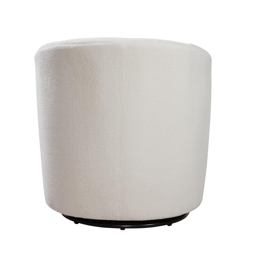 Ivory Velvet Barrel Swivel Accent Chair with Flared Arms