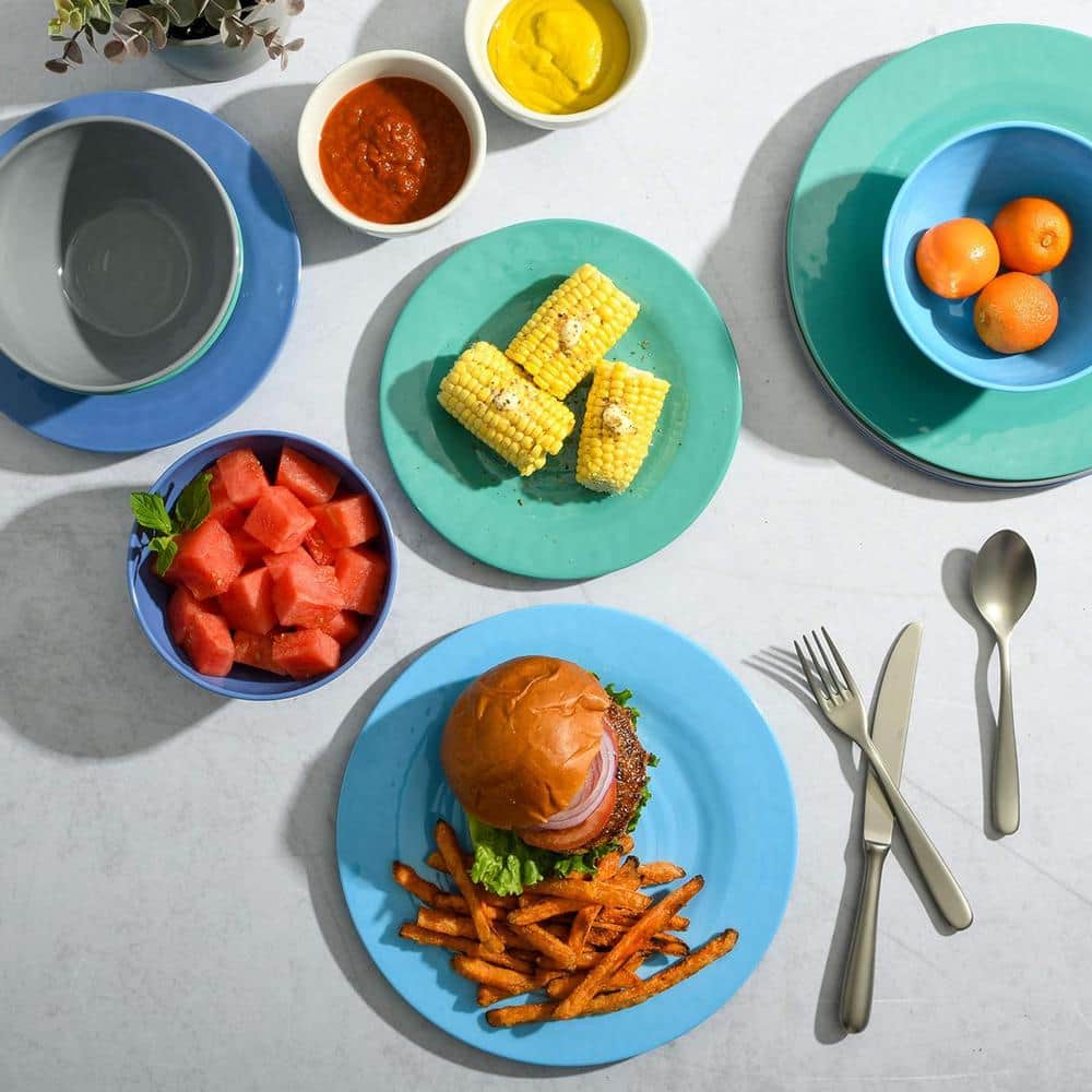 Gibson Brist 12-Piece Assorted Color Melamine Dinnerware Set