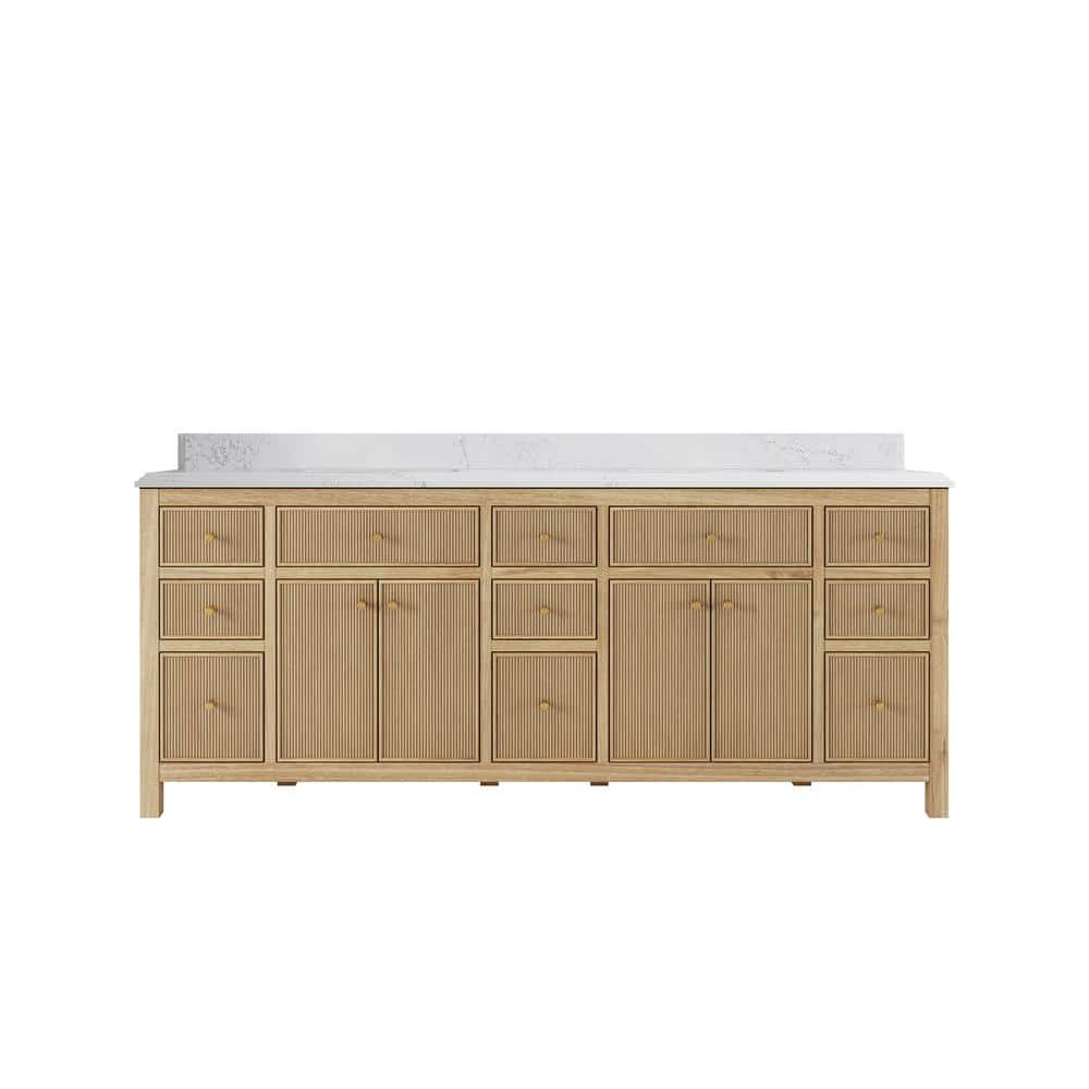 Sonoma Teak 84 in. W x 22 in. D x 36 in. H Double Sink Bath Vanity in Light Teak with 1.5 in. Empira Quartz Top price history on PriceWatchPro