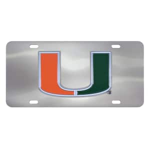 6 in. x 12 in. NCAA University of Miami Stainless Steel Die Cast License Plate