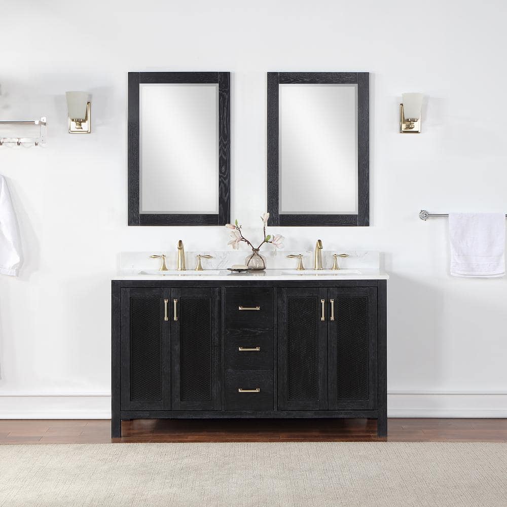 Ivy Black Oak Rectangular Wood Framed Wall Mirror