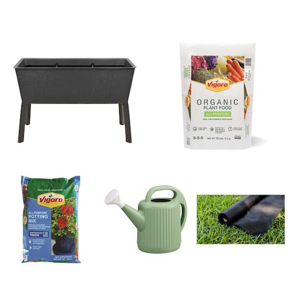44.5 in. Resin Garden Bed, 12 lb. Plant Food, 32 qt. Soil, 2 ft. Garden Fabric, 2 Gal. Can