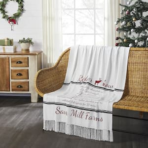 Sawyer Mill Red Black Ivory Reindeer Chow Recipe Woven Throw Blanket