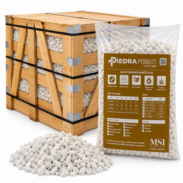 Himalaya White 0.5 cu. ft. (0.25 in. to 0.75 in.) Bagged Landscape Pebbles - 55 Bags/Pallet