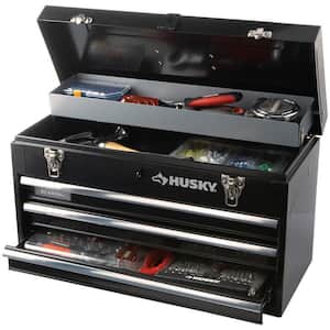 20 in. 3-Drawer Small Metal Portable Tool Box with Drawers and Tray