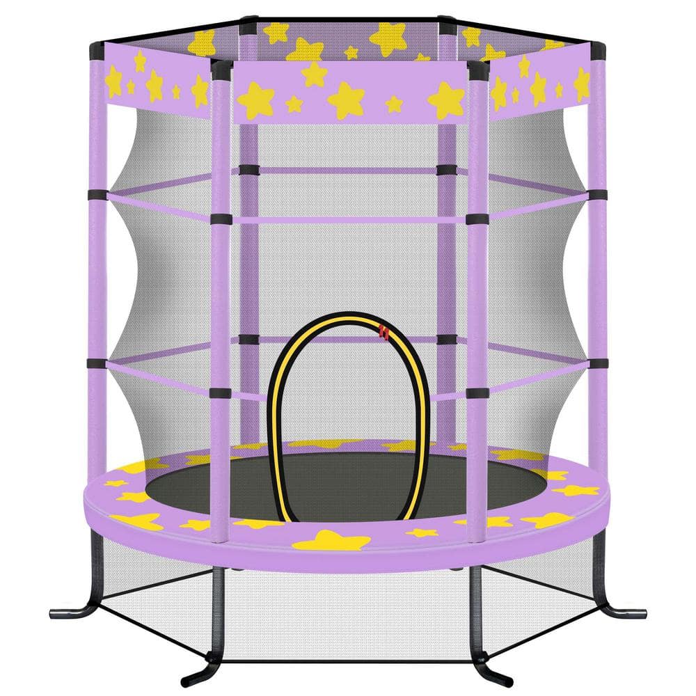 Miscool Ami 4.5 ft Purple Toddlers Trampoline with Safety Enclosure Net ...