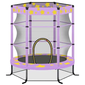 Ami 4.5 ft Purple Toddlers Trampoline with Safety Enclosure Net, Indoor & Outdoor Mini Trampoline for Kids
