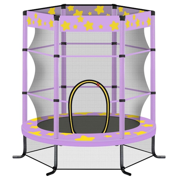 Ami 4.5 ft Purple Toddlers Trampoline with Safety Enclosure Net, Indoor & Outdoor Mini Trampoline for Kids