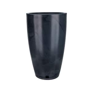 Amsterdan Medium Black Marble Effect Plastic Resin Indoor and Outdoor Planter Bowl