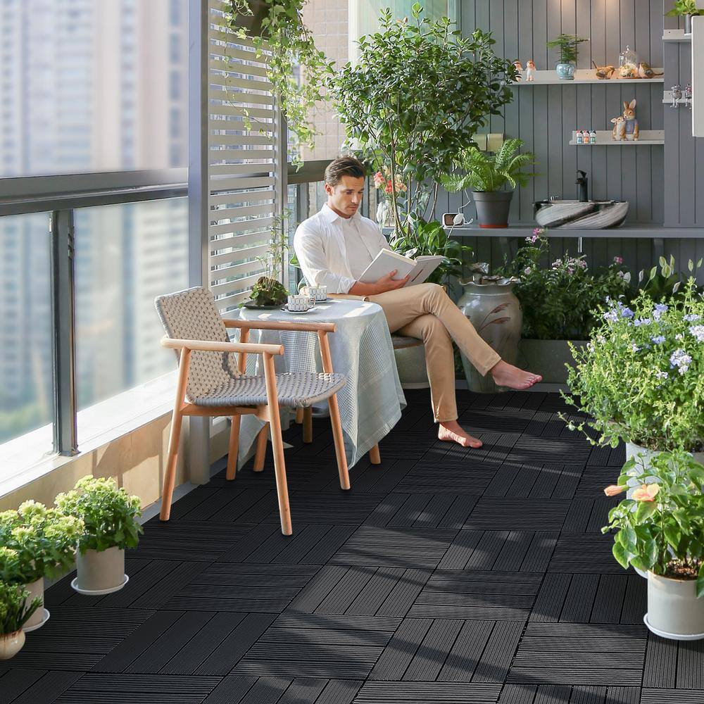 Dark Gray 12"x12" Composite Interlocking Deck Tiles