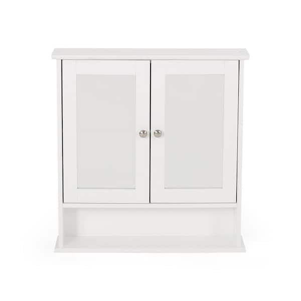 Tatahance 22.2 in. W x 23 in. H Rectangular Faux Wood Medicine Cabinet with Mirror