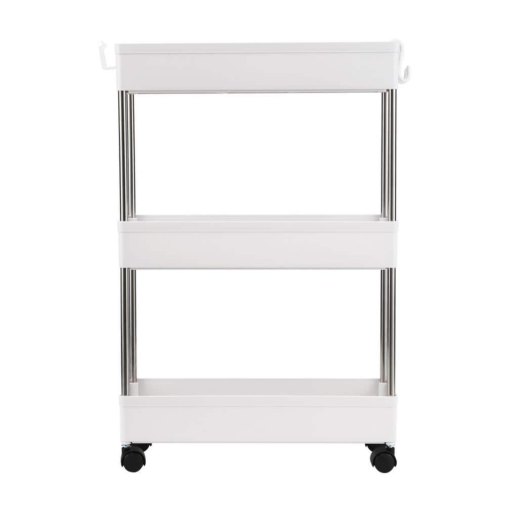 Winado Multi-Functional Plastic Mobile 4-Wheeled Garment Rack In White ...