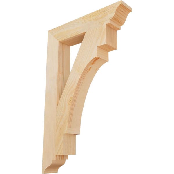 Ekena Millwork 4 in. x 34 in. x 22 in. Douglas Fir Merced Traditional Rough Sawn Bracket