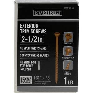 #8 x 2-1/2 in. Star Drive Trim Head Exterior Wood Screws (131-Pack)