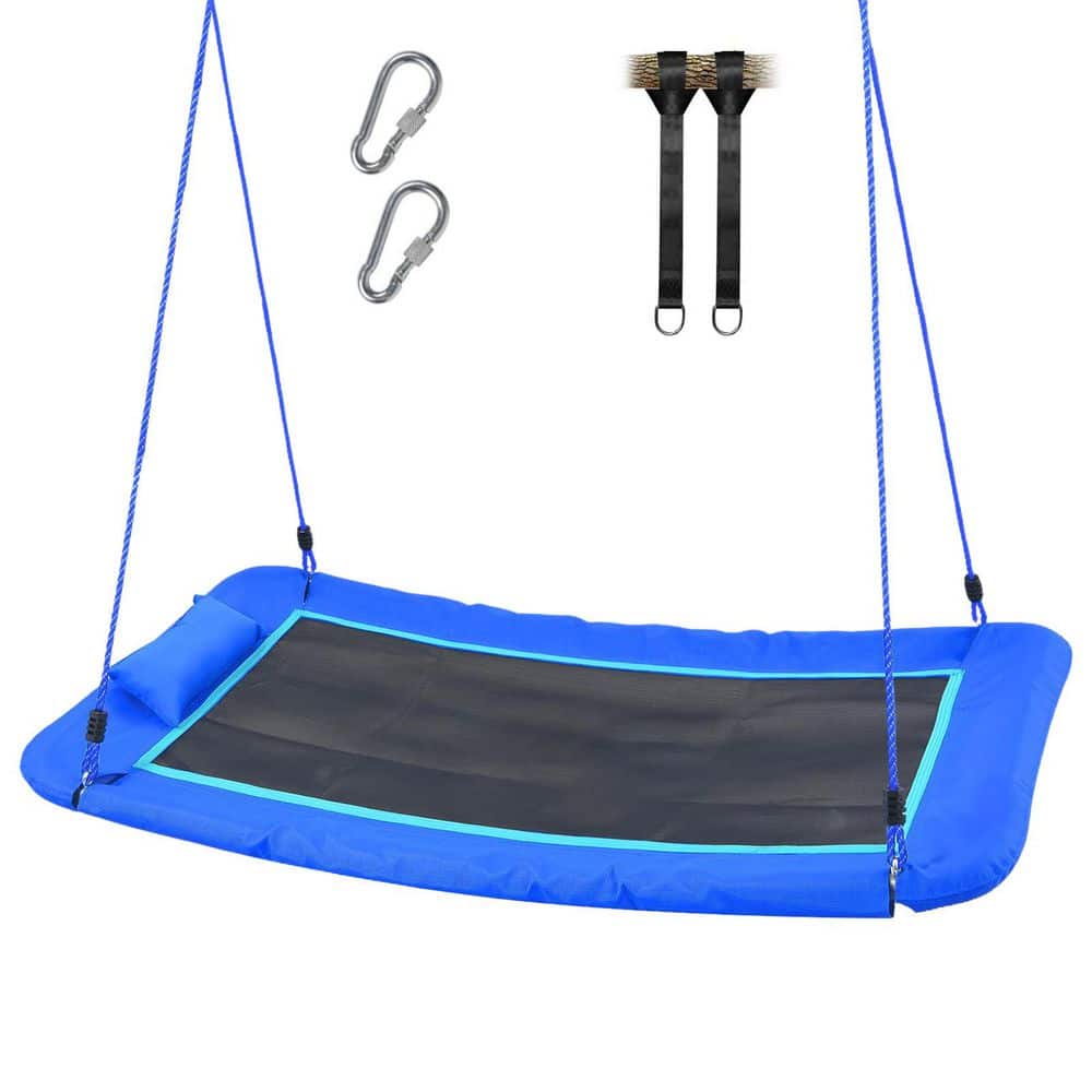 MISOPILY Blue Textilene Weather-Resistant Platform Swing with