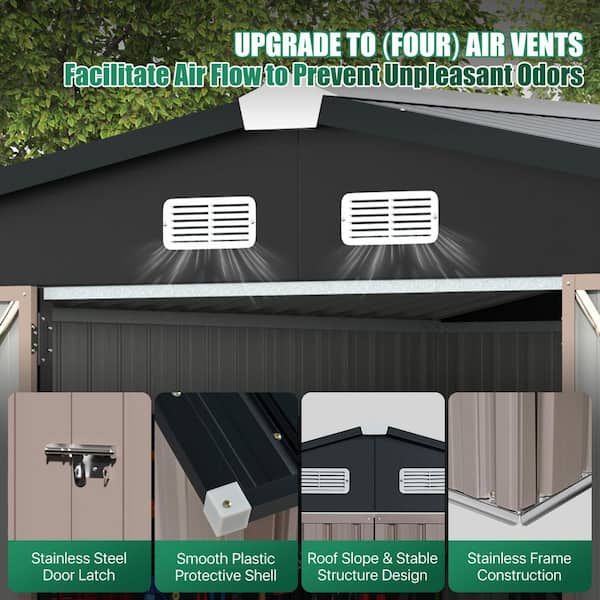 Sizzim 9.5 ft. W x 12 ft. D Outdoor Metal Shed with Door, Air