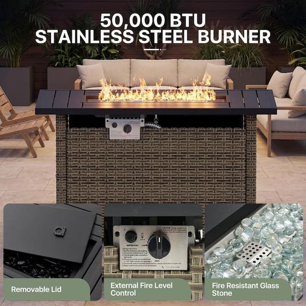 Sizzim Gray 9-Piece Wicker Rattan Patio Conversation Set with