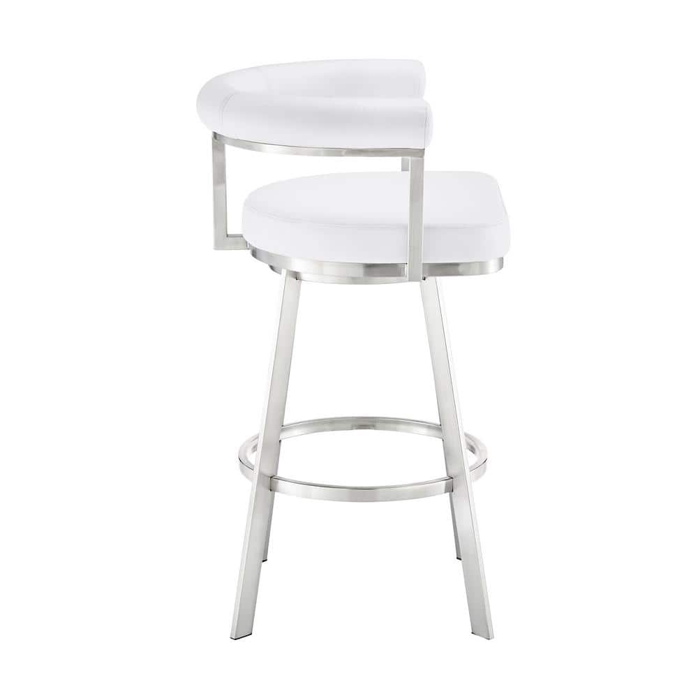White Faux Leather and Chrome Swivel Counter Stool