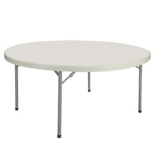Baldwin 60 in. Round Folding Banquet Table, Plastic Top, Metal Frame, Speckled Grey