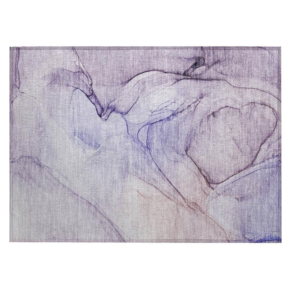 Purple Watercolor Pattern Machine Washable Area Rug