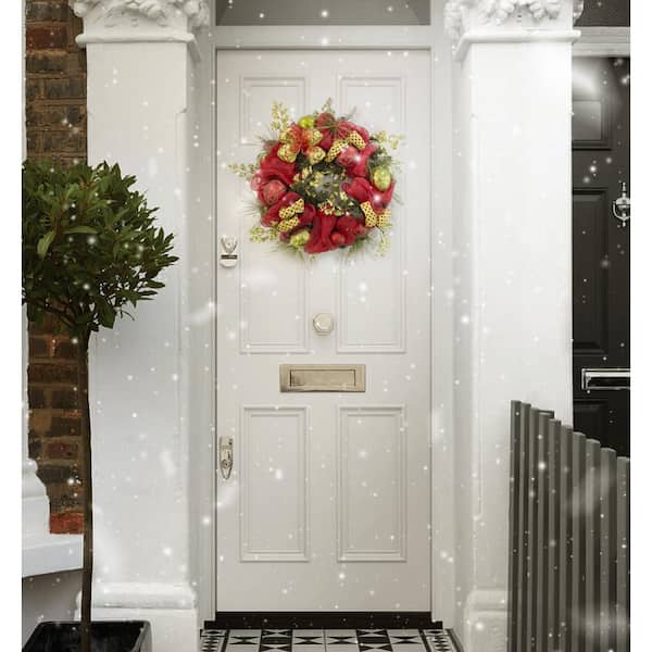 Red White Christmas Garlands, Christmas Wreath Front Door