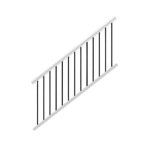 Traditional 6 ft. x 36 in. (Actual Size 67-3/4 x 33 1/4'') White PolyComposite Stair Rail Kit with Black Metal Balusters