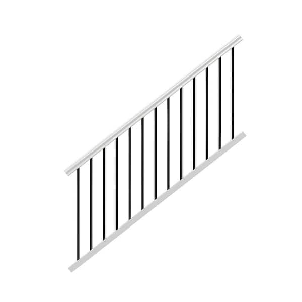 Veranda Traditional 6 ft. x 36 in. White PolyComposite Stair Rail Kit with Black Metal Balusters