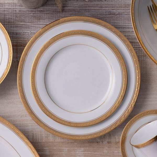 Noritake Crestwood Gold 50-Piece (Gold) Porcelain Dinnerware Set