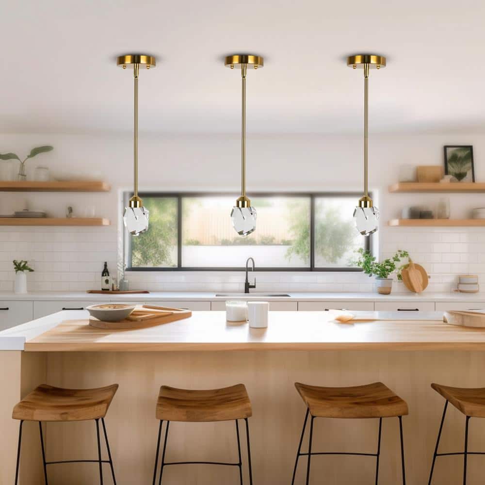 1-Light Gold Crystal LED Pendant, Modern Minimalist Ceiling Light with Metal Frame,Hanging Light for Living Room Bedroom price history on PriceWatchPro