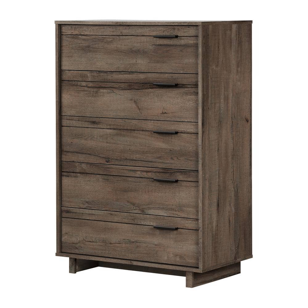 Fall Oak Industrial Vertical 5-Drawer Chest