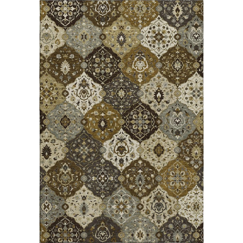 Mayfield Premium Machine Washable Abstract AMF2292 Brown 10 ft. x 14 ft. Area Rug price history on PriceWatchPro