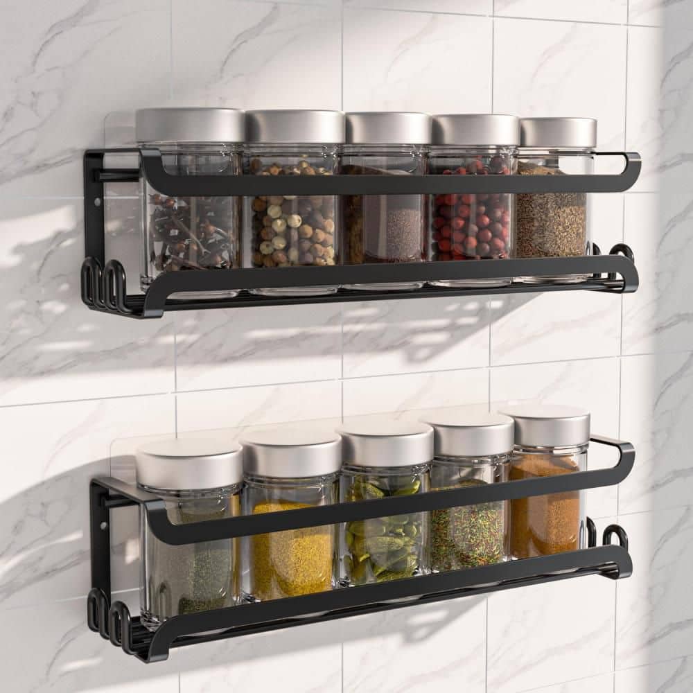 Esepony Wall Mounted Spice Rack with 8 Hooks for Kitchen, RV, Stove ...