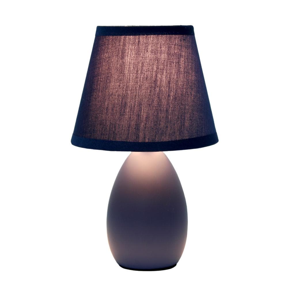 Blue Mini Egg Oval Ceramic Table Lamp with Fabric Shade