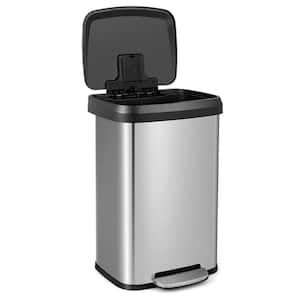 13.2 gal. Metal Household Trash Can Step Lid in Silver