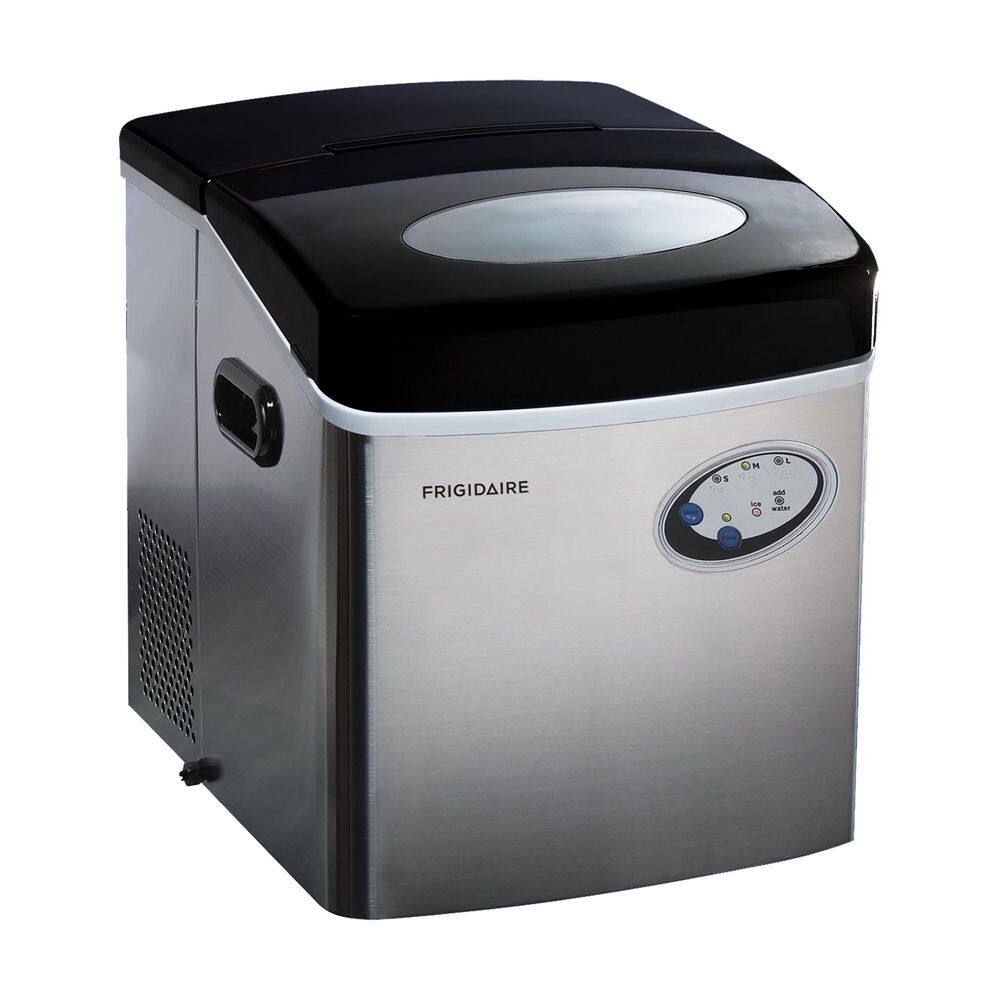 48 lb. Black Stainless Steel Freestanding Ice Maker with LED Control