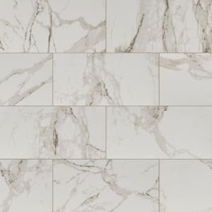 Crystal Bianco 12 in. x 24 in. Polished Porcelain Marble Look Floor and Wall Tile (16 sq. ft./Case)