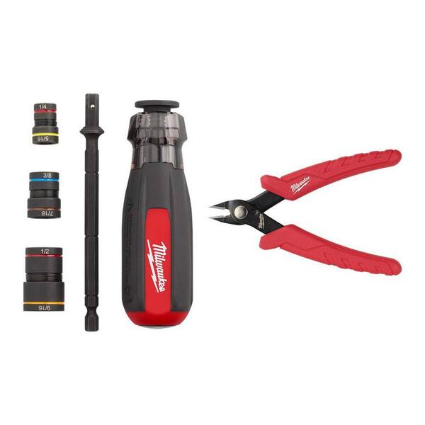 Multi-Nut Driver with SHOCKWAVE Impact Duty Magnetic Nut Drivers With 5 in. Mini Flush Cutting Pliers with Comfort Grip