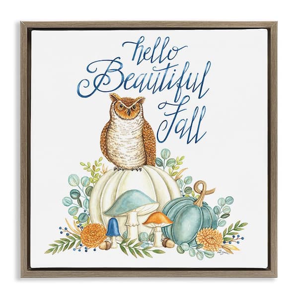 Stupell Industries Beautiful Fall with Owl by Deb Strain 1-Piece Floater Frame Graphic Print Nature Poster Art Print 18 in. x 18 in.