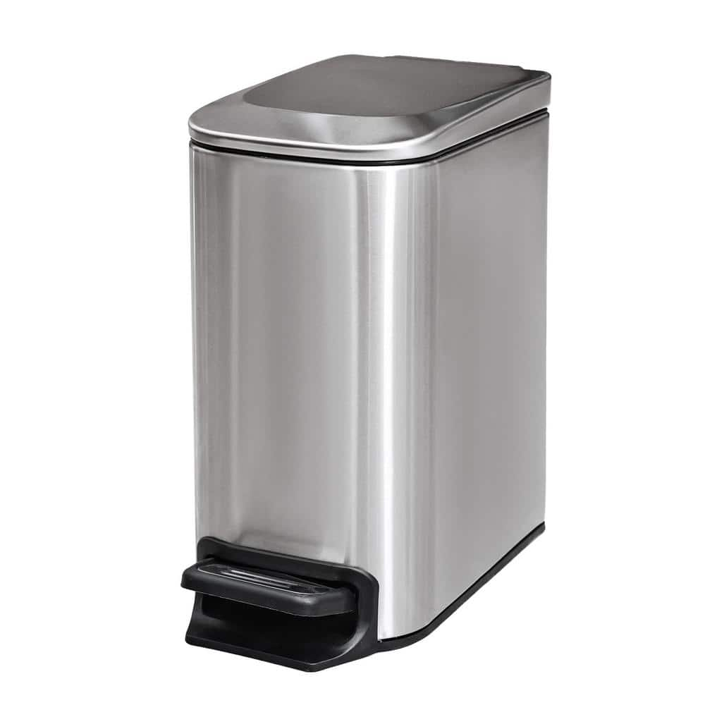 H+lux Small Trash Can with Lid Soft Close, Foot Pedal Round Bathroom  Garbage Can with Stainless Steel Removable Inner Wastebasket,  Anti-Fingerprint