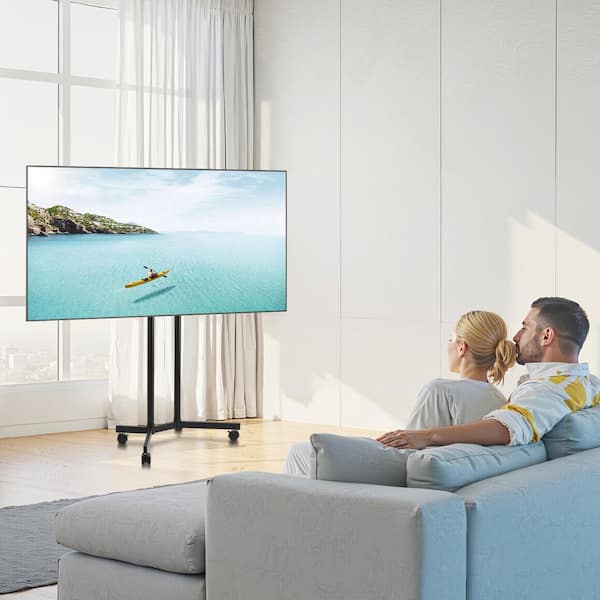 Rolling TV Stand, Mobile TV Cart for 32-65 in. Screens, Height Adjustable, Portable Monitor Stand Holds Up to 88 lbs.