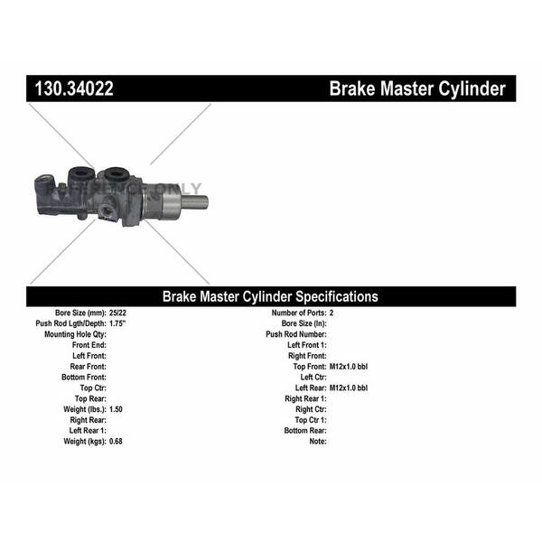 Centric Parts Brake Master Cylinder