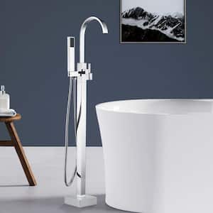 Single-Handle Classical Freestanding Bathtub Faucet with Hand Shower in Chrome