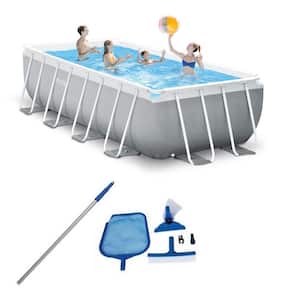 16 ft. x 3.5 ft. Rectangle Metal Frame Pool Above Ground Swimming Pool Set with Vacuum Skimmer and Pole