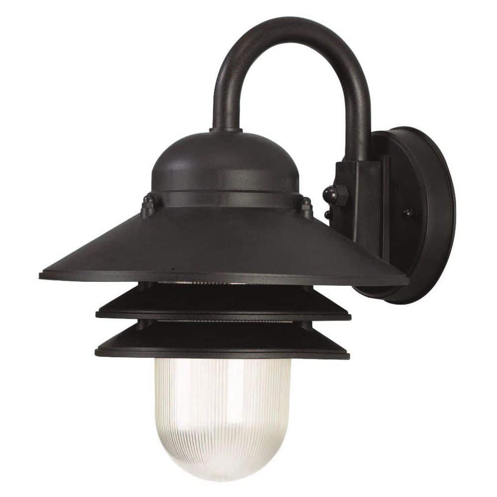 Nautical Black Outdoor Hardwired Lantern Sconce with 4000K LED Bulb and Clear Prismatic Acrylic Diffuser price history on PriceWatchPro