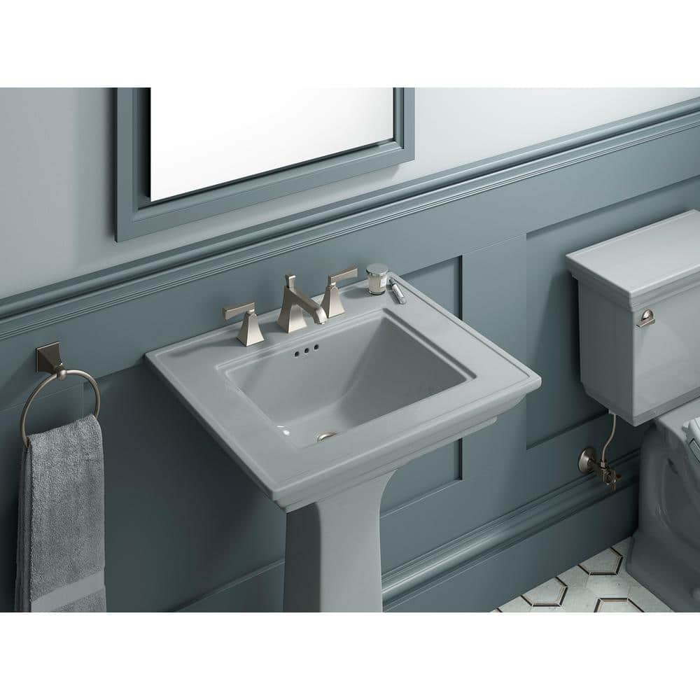 KOHLER Memoirs Stately Ceramic Pedestal Bathroom Sink Combo in Ice Grey