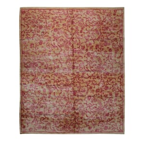 Red/Natural 8 ft. x 10 ft. Hand-Knotted Wool Classic Floral Rug Area Rug